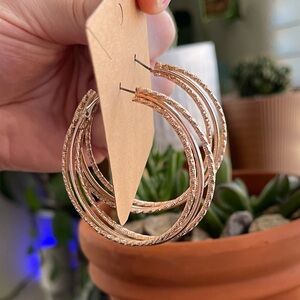 Rose Gold Triple Hoop Earrings
